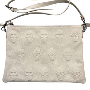 IO pelle Embossed Skull Leather Crossbody Bag in Cream
